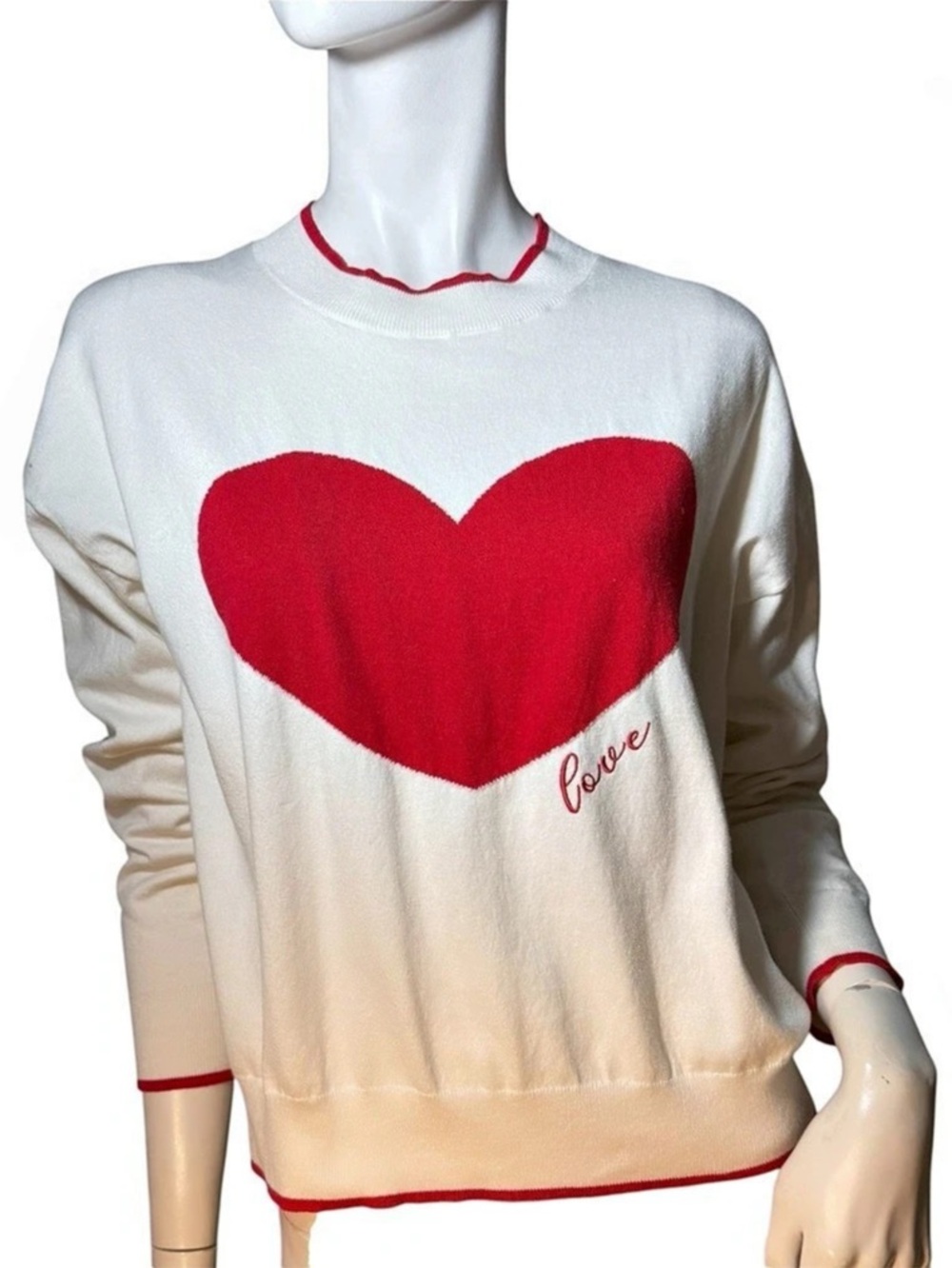 SPLENDID Leah love Cotton Blend Crewneck Sweater